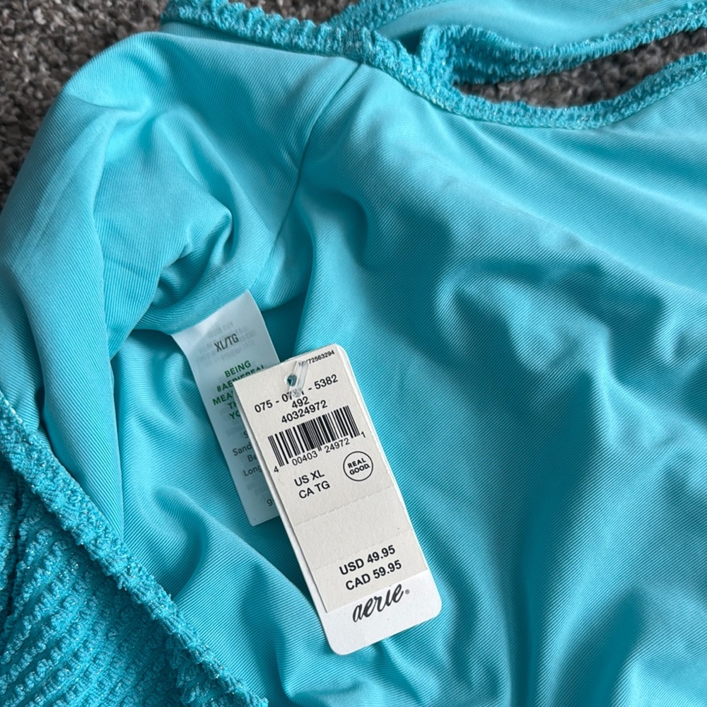 Vibrant Teal One-Piece Swimsuit, Aerie, size XL - Picture 3 of 3